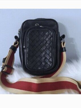 Bottega Veneta intrecciato perforated leather mini crossbody w/guitar strap EUC